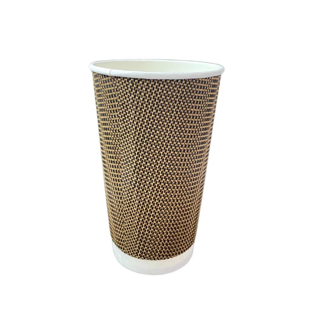 Vasos de papel con diseño de ondas en rayas marrones, 20 oz