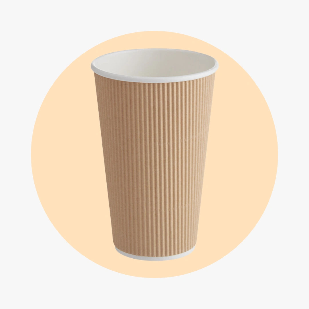 RIPPLE WALL PAPER CUPS - BROWN - 16 oz | Pack this Meal