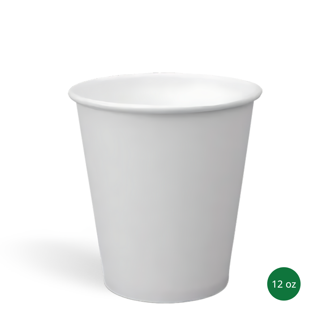 SINGLE WALL PAPER CUPS - WHITE - 12 oz