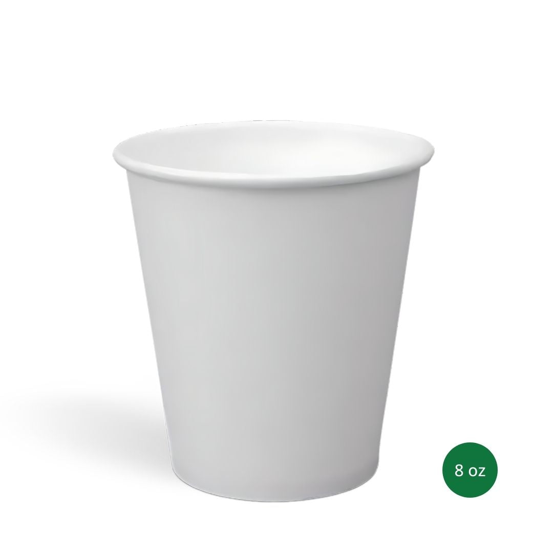 SINGLE WALL PAPER CUPS - WHITE - 8 oz