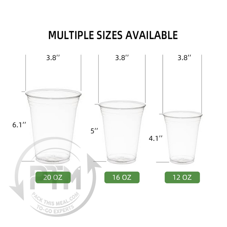 16oz PP PET Disposable Smoothie Cups Biodegradable Drinking Cups With Lids  And Straws