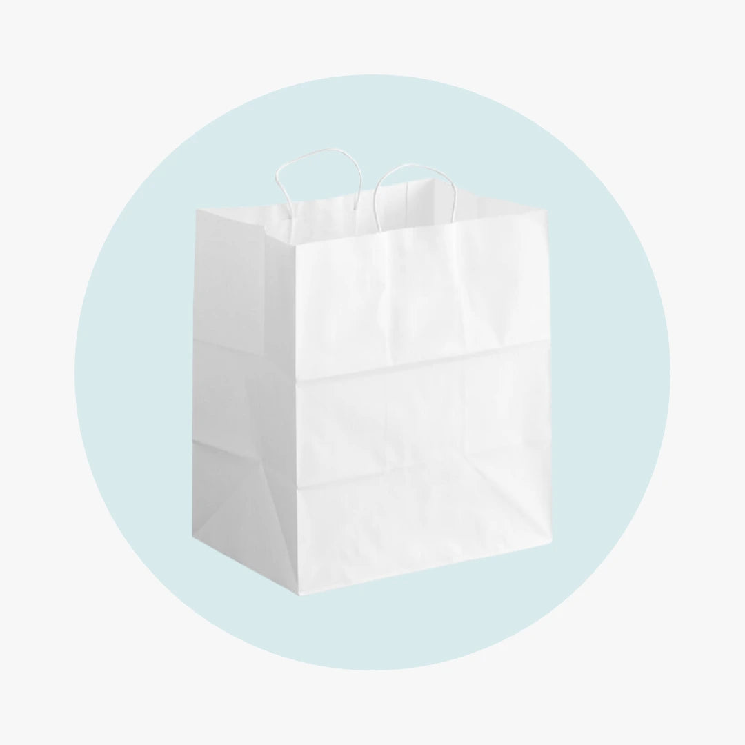 White Shopper Bags With Handle - LARGE - PACK THIS MEAL