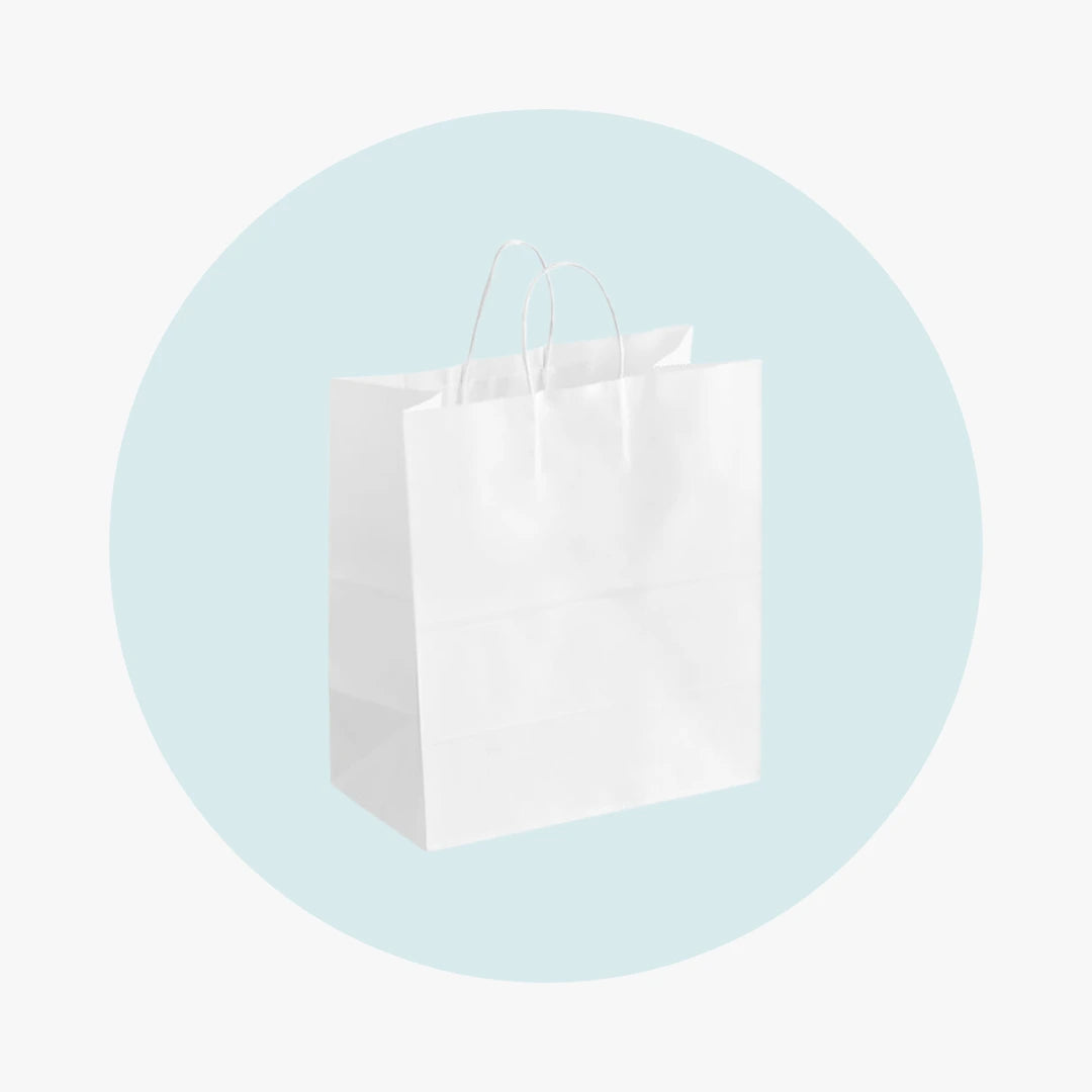 White Shopper Bags With Handle - MEDIUM - PACK THIS MEAL