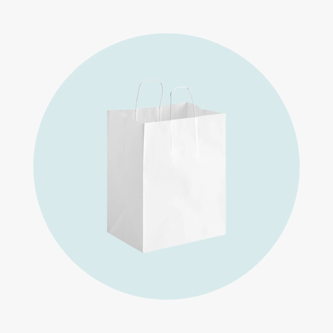 White Shopper Bags With Handle - SMALL - PACK THIS MEAL