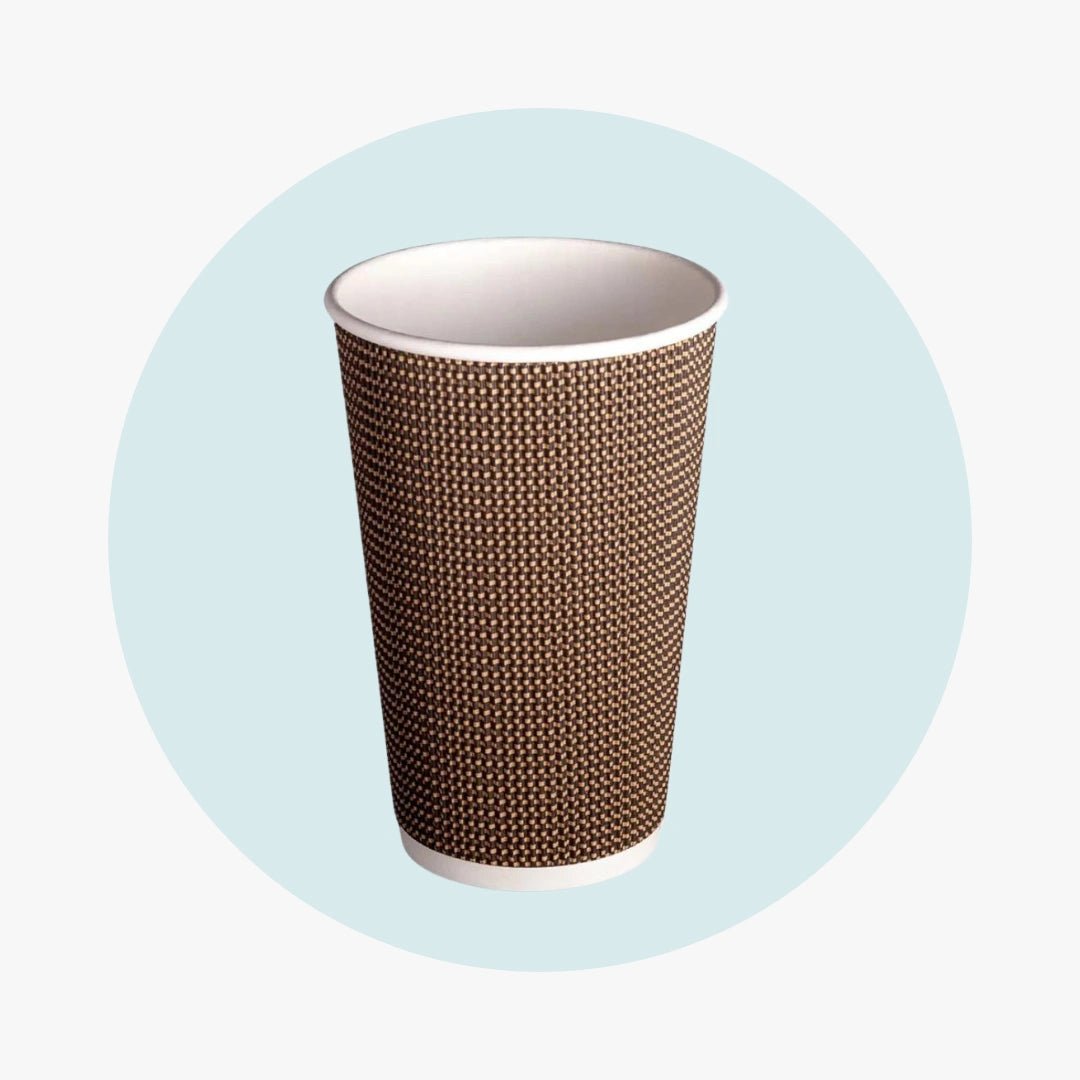 RIPPLE WALL PAPER CUPS - BROWN - 16 oz